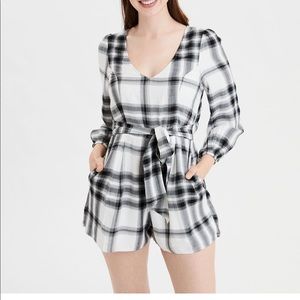 American Eagle plaid romper size medium